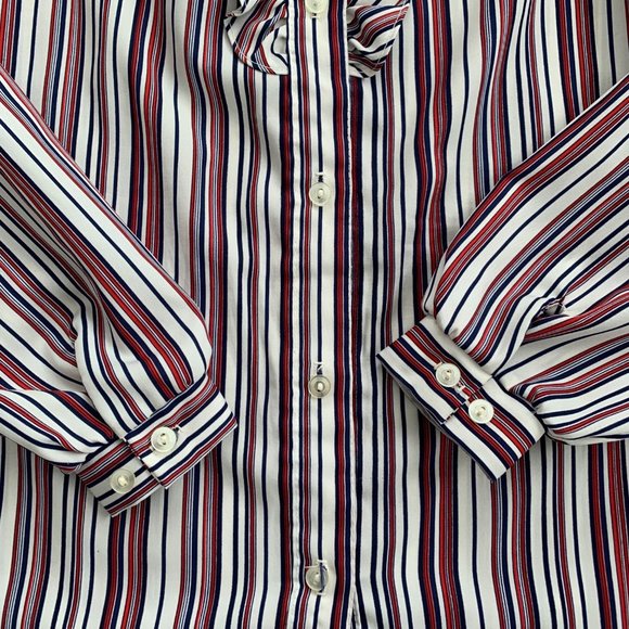 Vintage Striped Ruffle Collar Striped Blouse - Picture 6 of 6